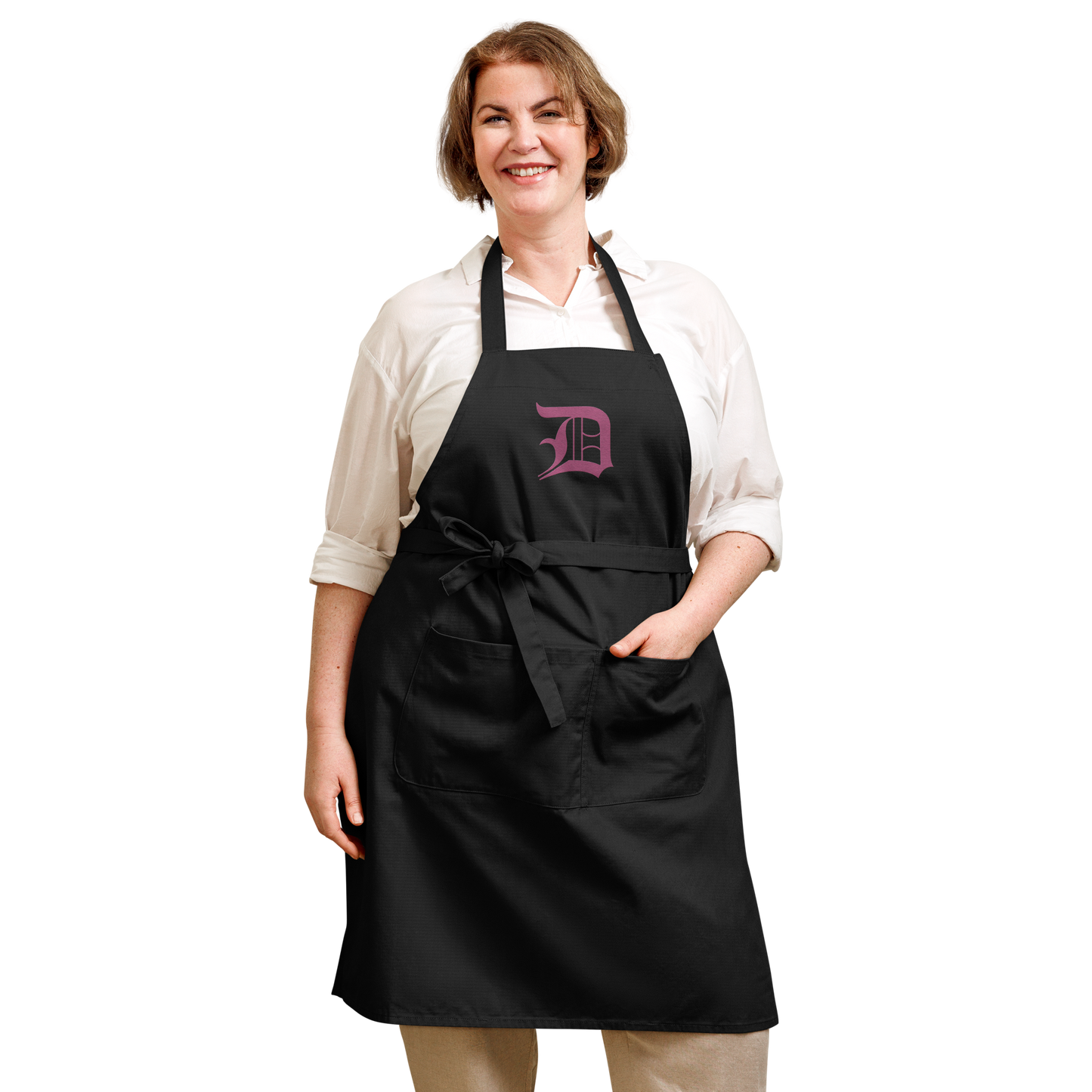 Detroit 'Old English D' Apron (Apple Blossom Pink) | Unisex Emb.