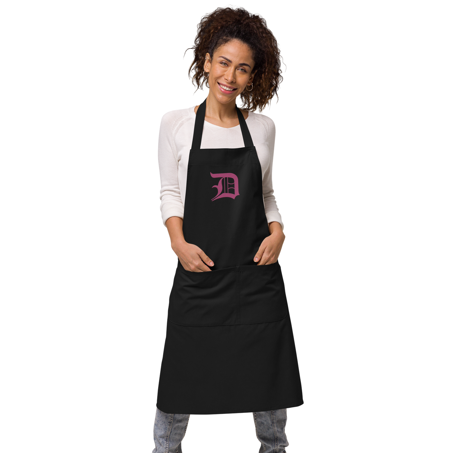 Detroit 'Old English D' Apron (Apple Blossom Pink) | Unisex Emb.