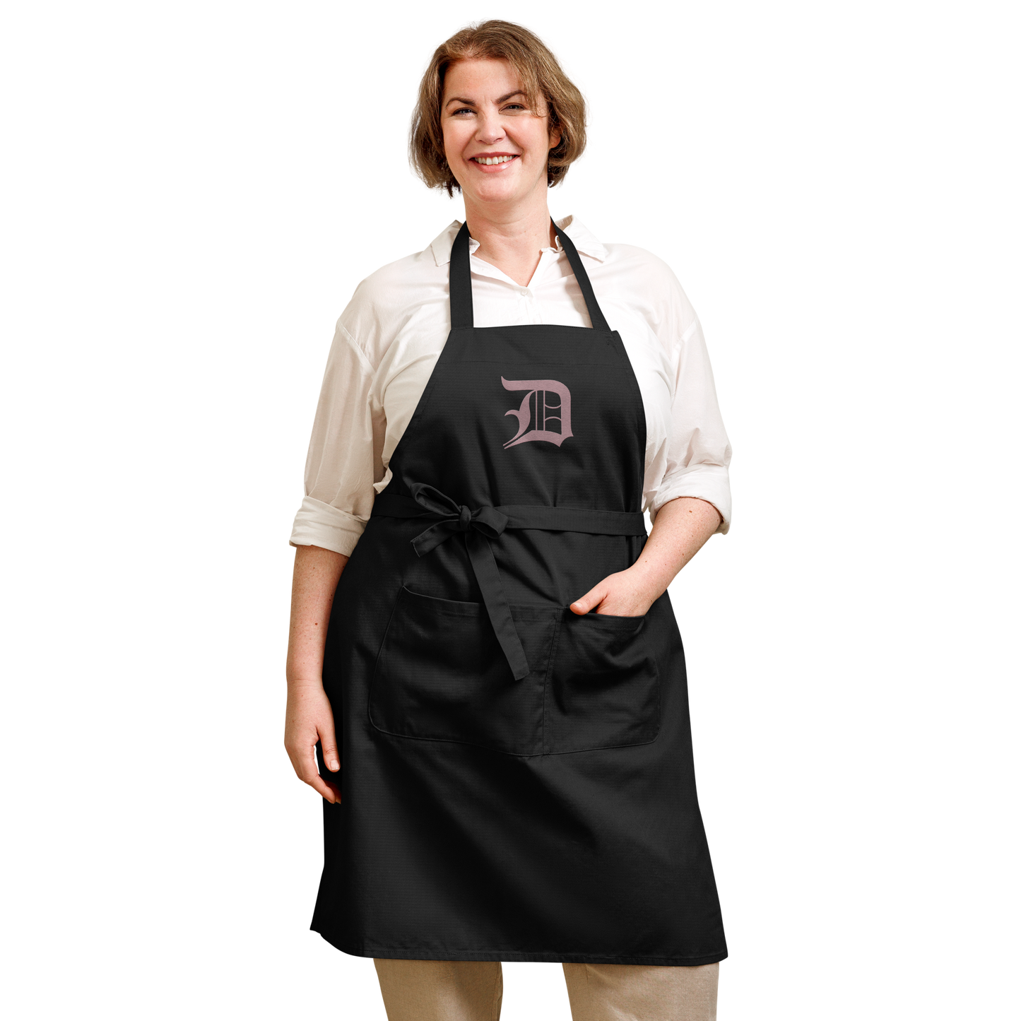 Detroit 'Old English D' Apron (Cherry Blossom Pink) | Unisex Emb.