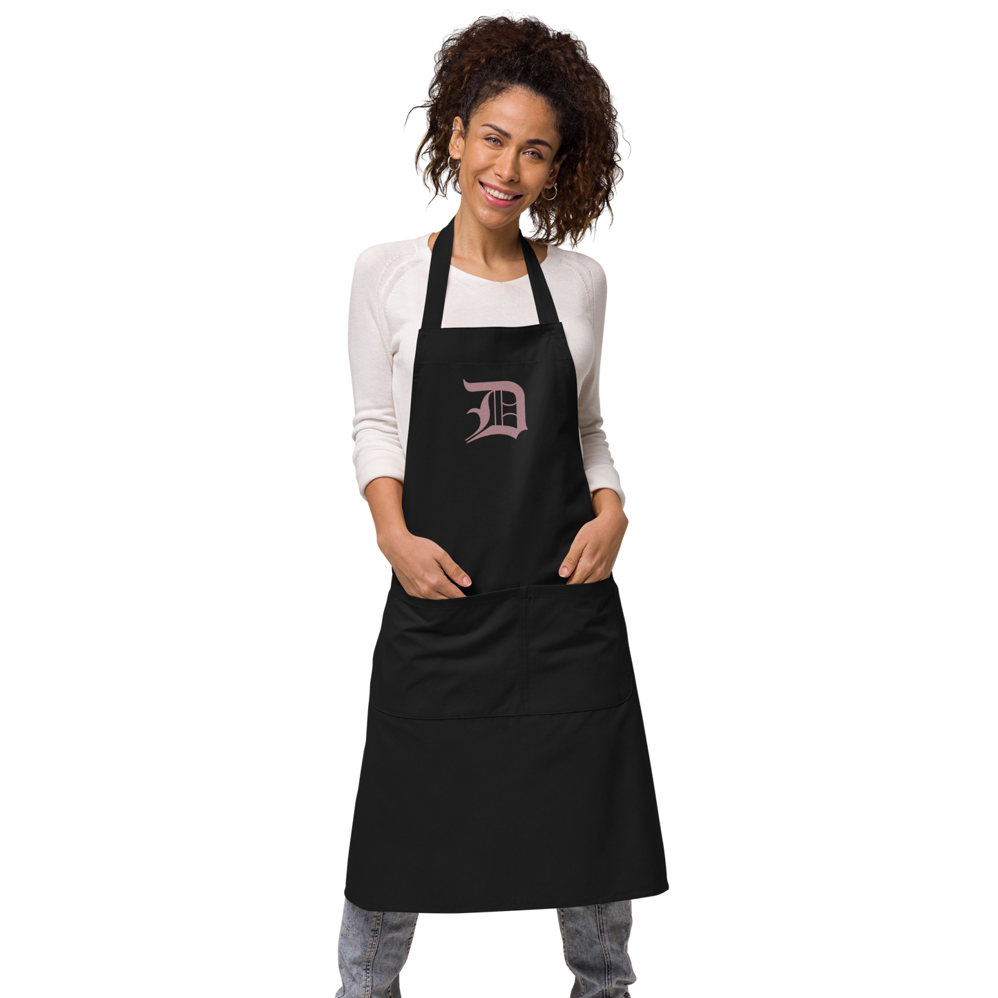 Detroit 'Old English D' Apron (Cherry Blossom Pink) | Unisex Emb.