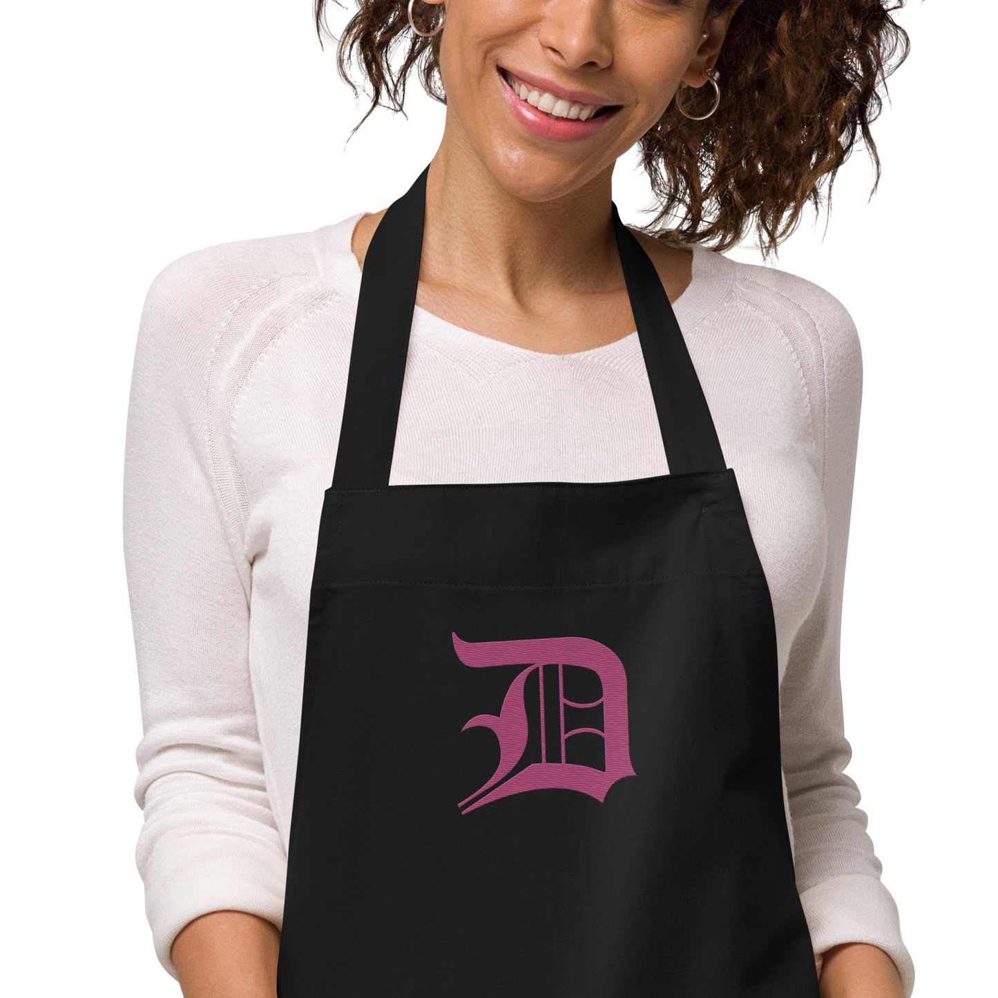 Detroit 'Old English D' Apron (Apple Blossom Pink) | Unisex Emb.