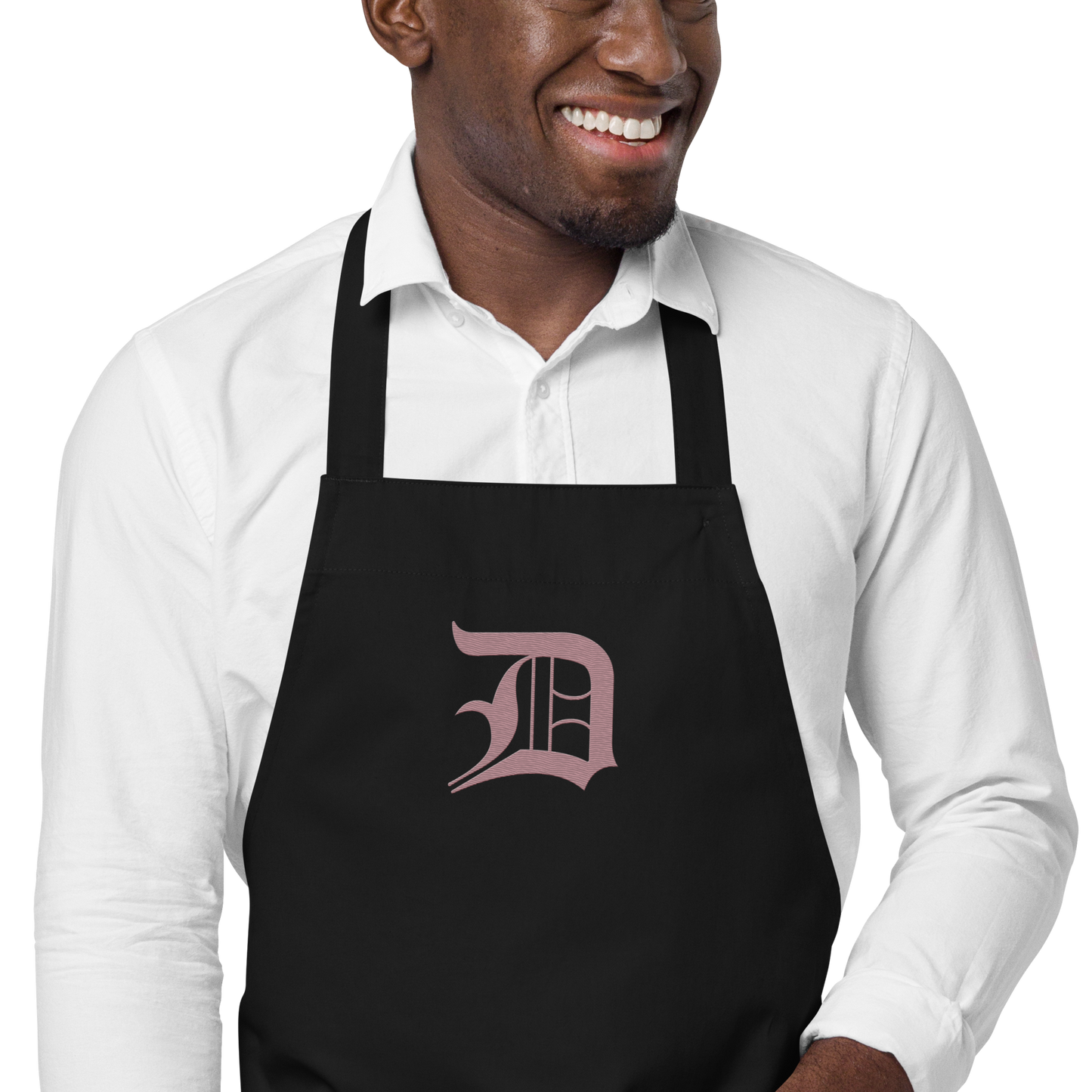 Detroit 'Old English D' Apron (Cherry Blossom Pink) | Unisex Emb.