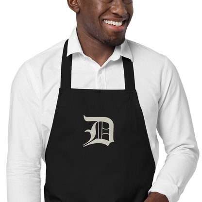 Detroit 'Old English D' Apron (Ivory White) | Unisex Emb.