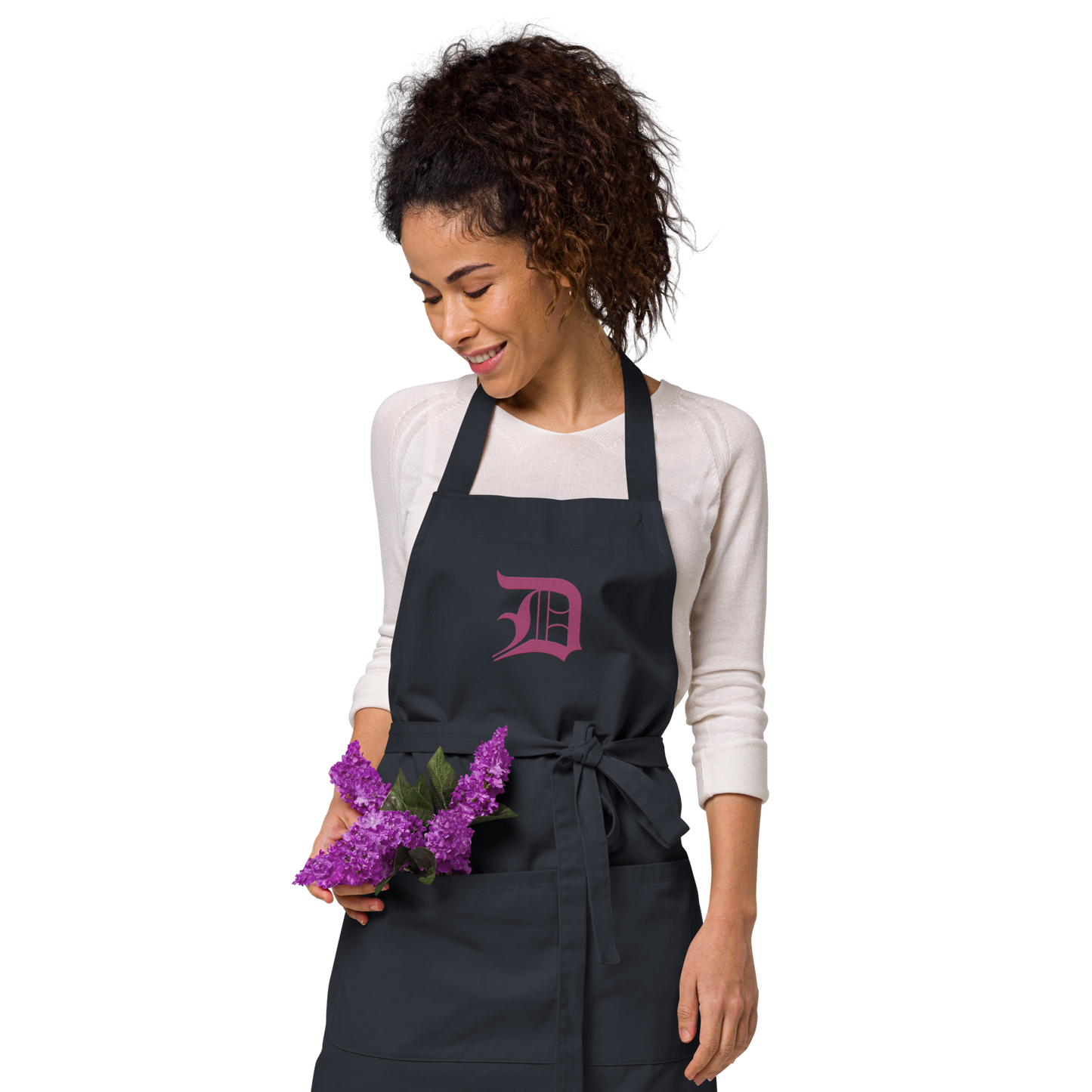 Detroit 'Old English D' Apron (Apple Blossom Pink) | Unisex Emb.