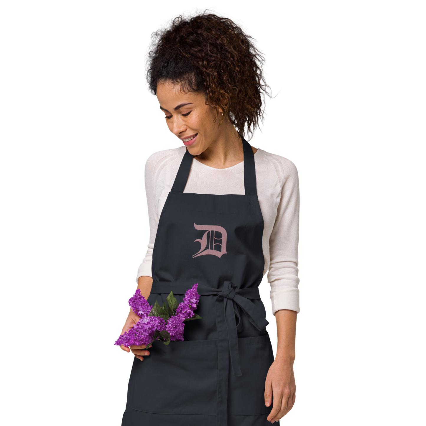 Detroit 'Old English D' Apron (Cherry Blossom Pink) | Unisex Emb.