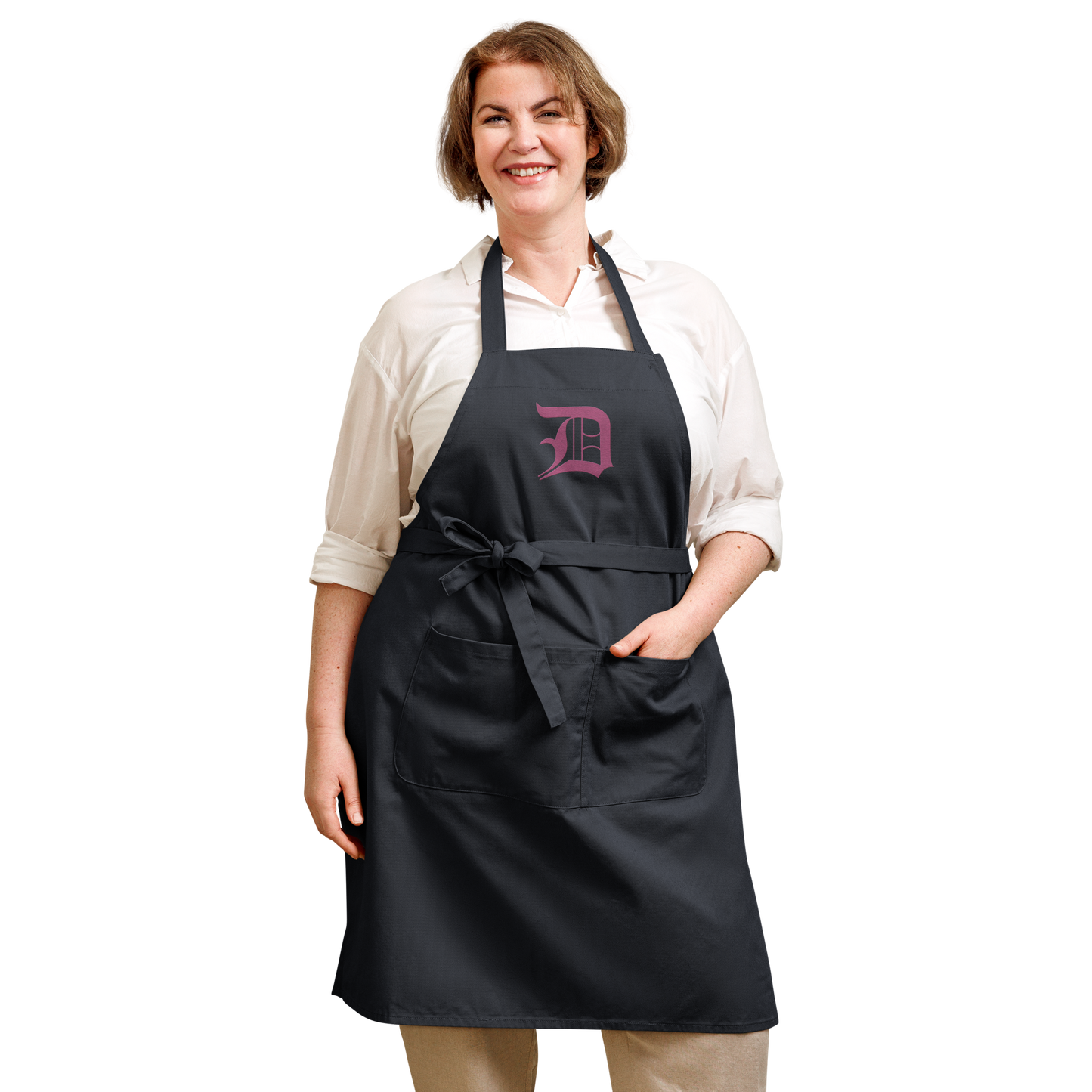 Detroit 'Old English D' Apron (Apple Blossom Pink) | Unisex Emb.