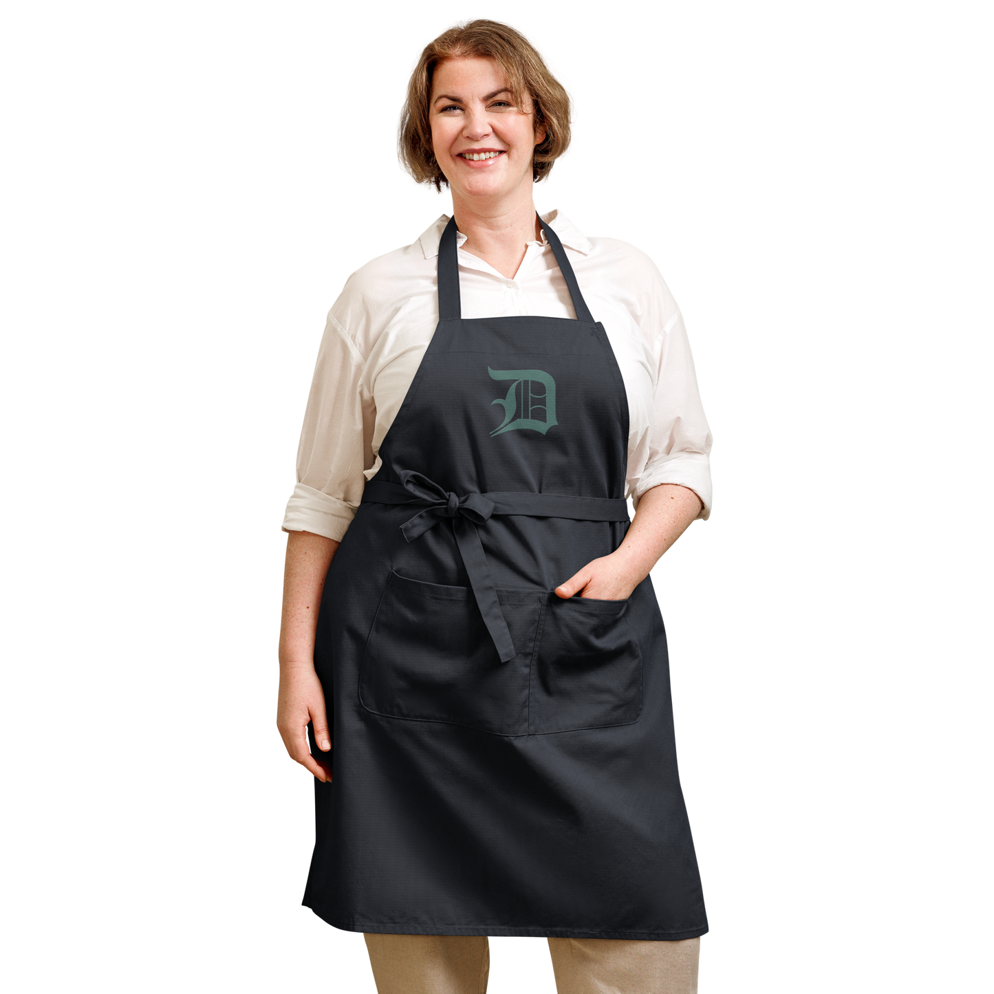 Detroit 'Old English D' Apron (Copper Green) | Unisex Emb.