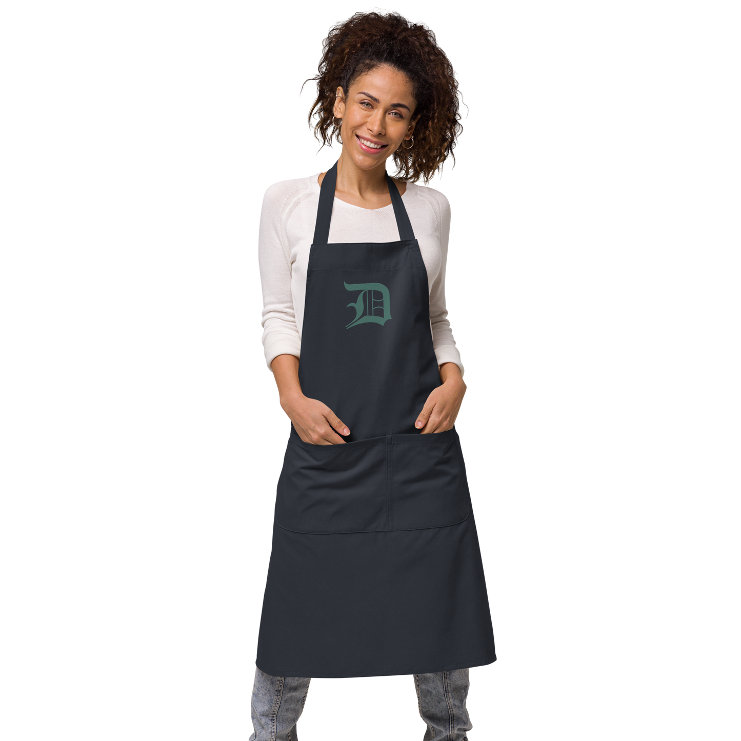 Detroit 'Old English D' Apron (Copper Green) | Unisex Emb.