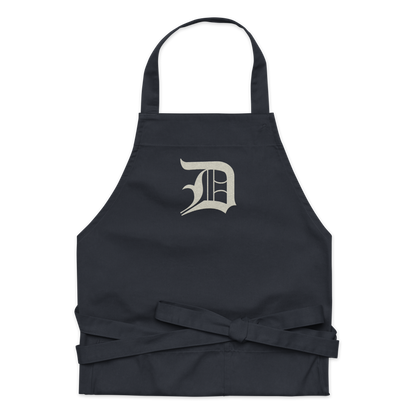 Detroit 'Old English D' Apron (Ivory White) | Unisex Emb.