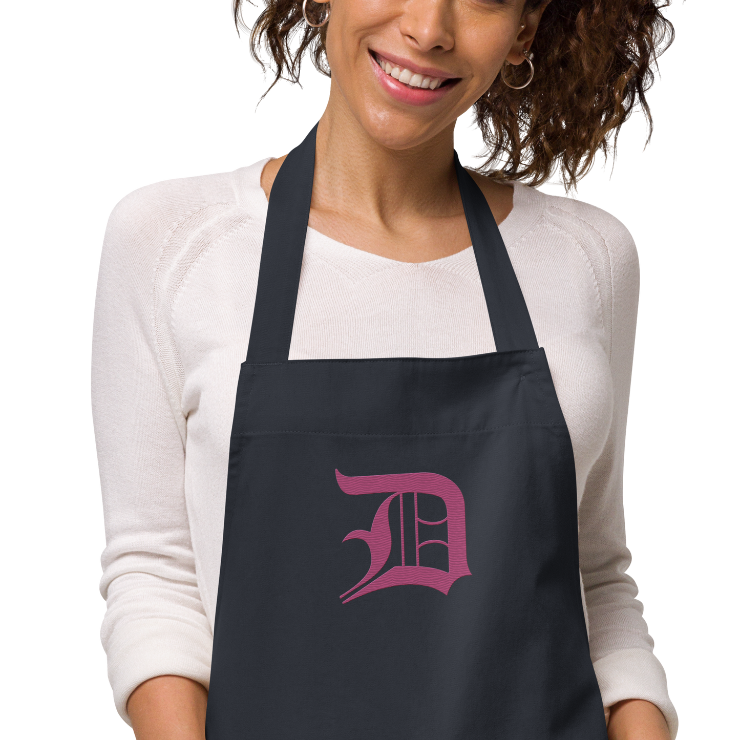 Detroit 'Old English D' Apron (Apple Blossom Pink) | Unisex Emb.