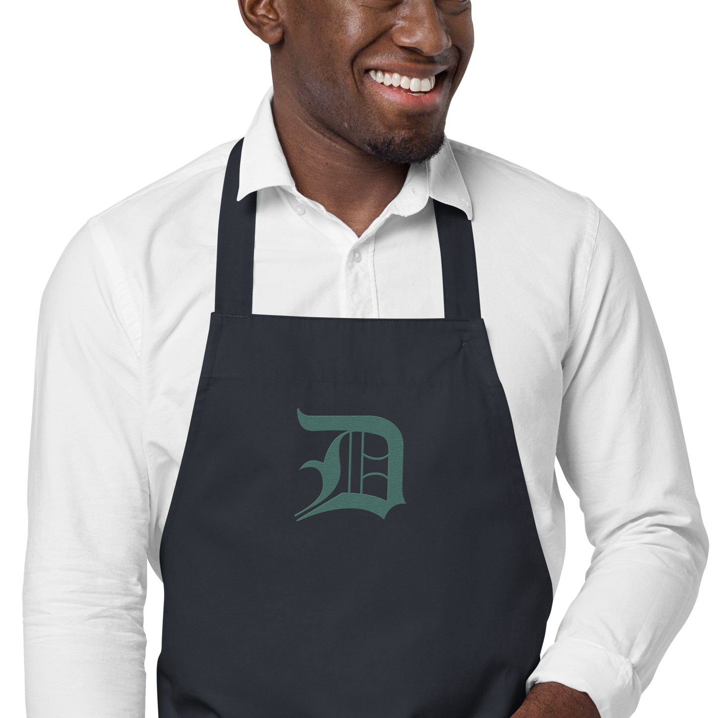 Detroit 'Old English D' Apron (Copper Green) | Unisex Emb.