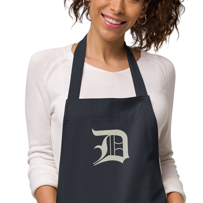 Detroit 'Old English D' Apron (Ivory White) | Unisex Emb.