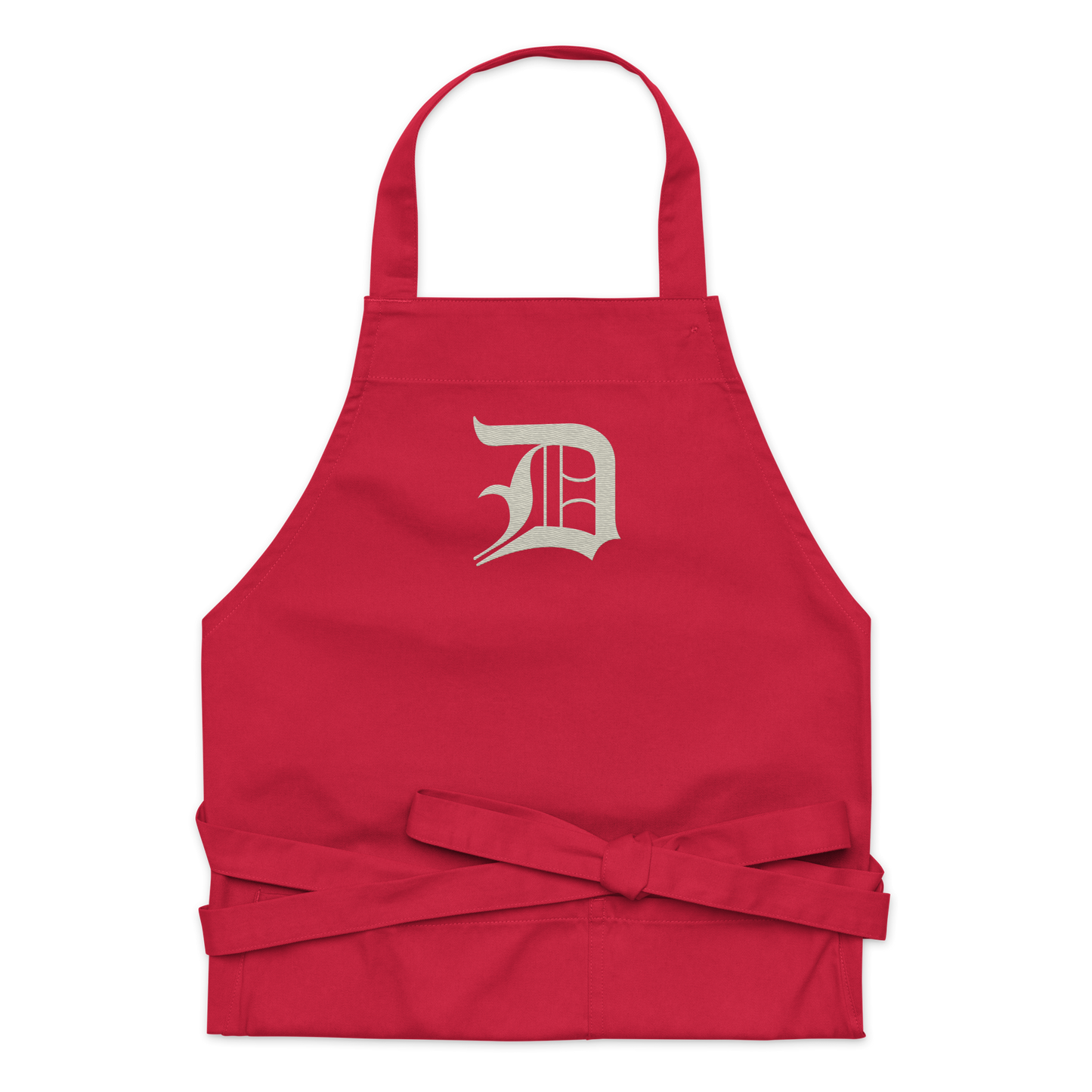 Detroit 'Old English D' Apron (Ivory White) | Unisex Emb.