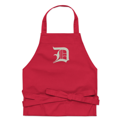 Detroit 'Old English D' Apron (Ivory White) | Unisex Emb.