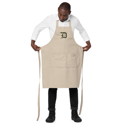 Detroit 'Old English D' Apron (Army Green) | Unisex Emb.