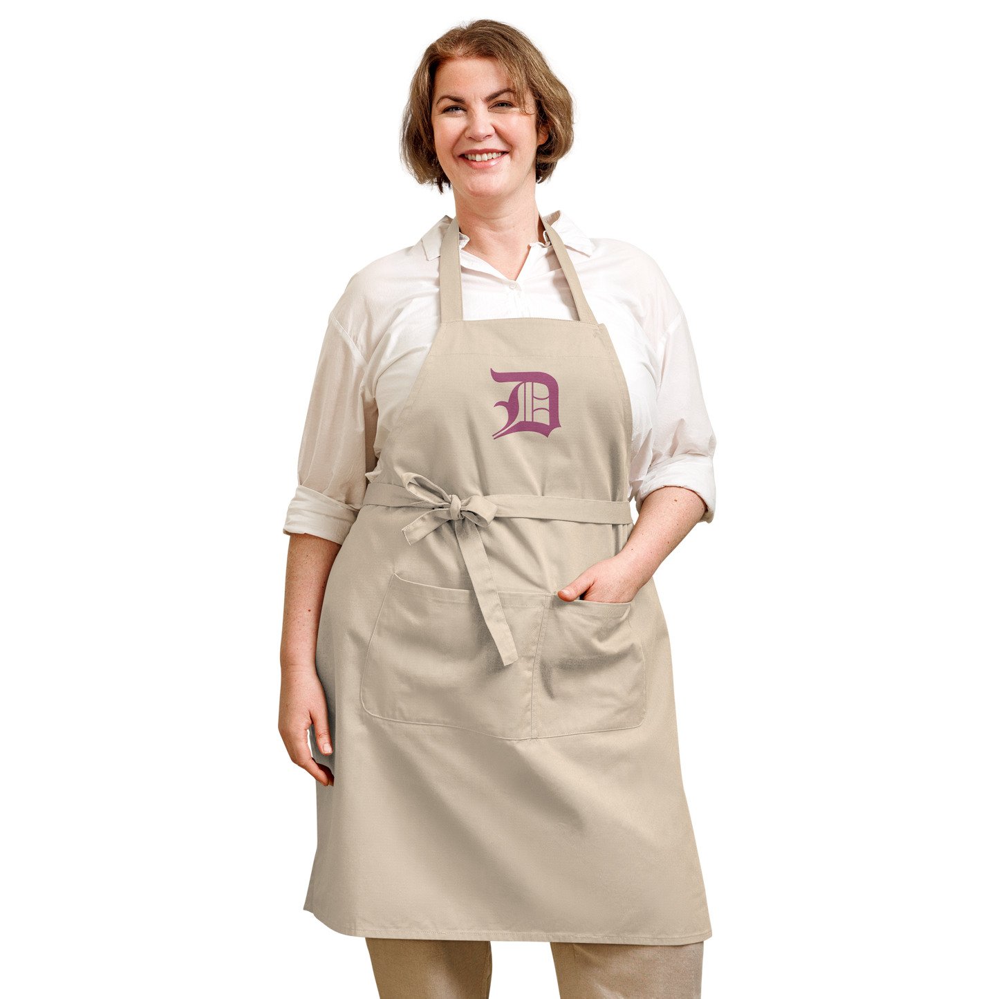 Detroit 'Old English D' Apron (Apple Blossom Pink) | Unisex Emb.