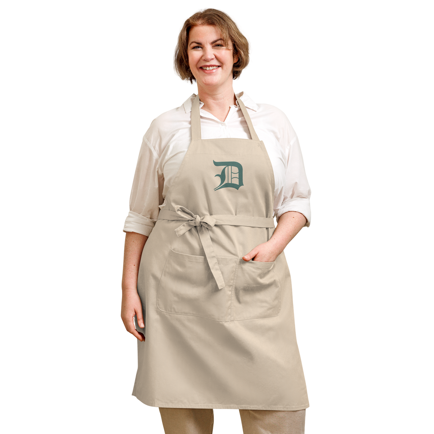 Detroit 'Old English D' Apron (Copper Green) | Unisex Emb.