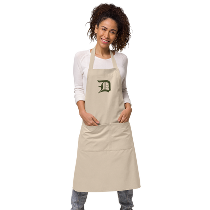 Detroit 'Old English D' Apron (Army Green) | Unisex Emb.