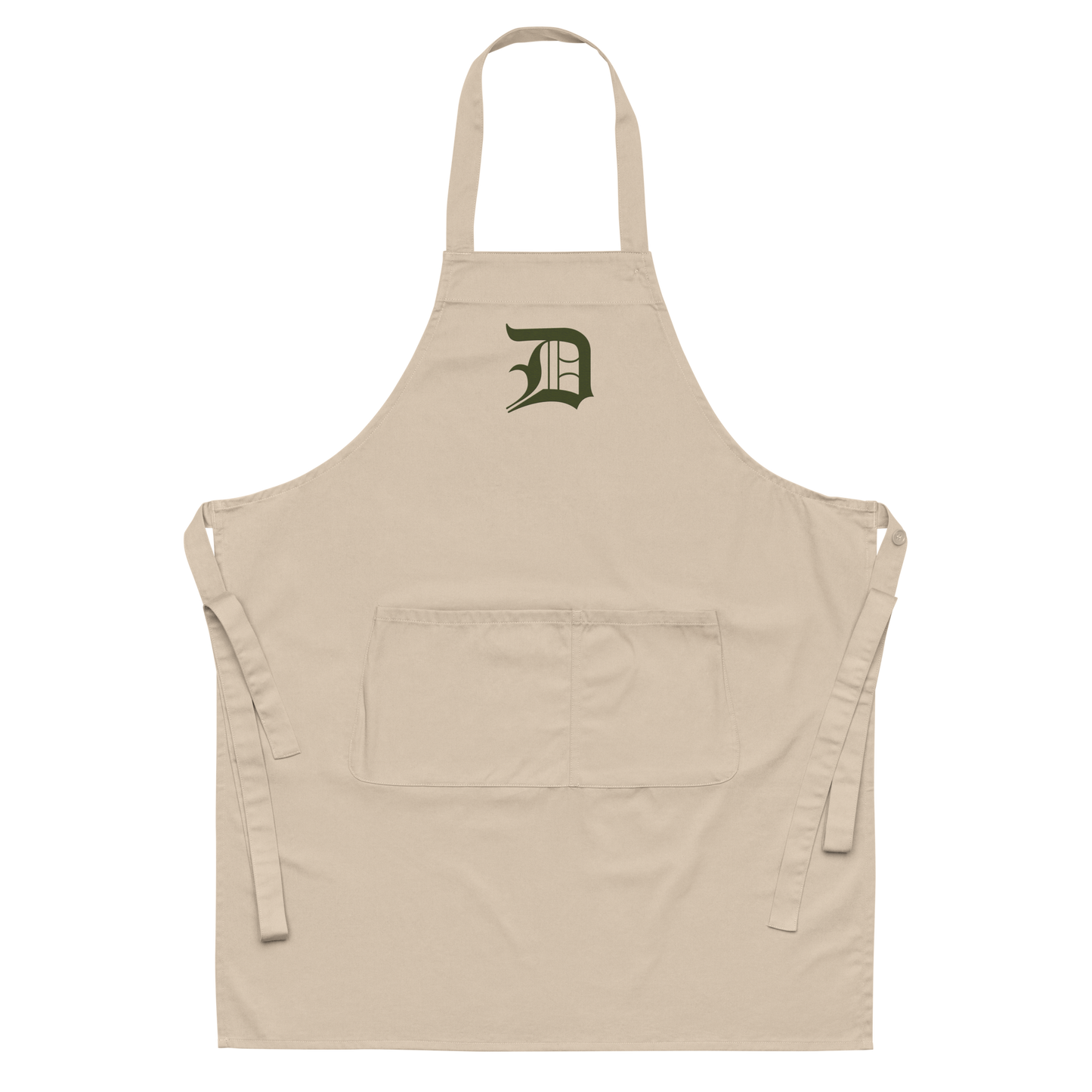 Detroit 'Old English D' Apron (Army Green) | Unisex Emb.