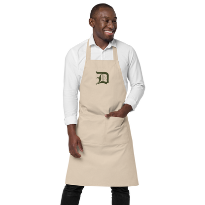 Detroit 'Old English D' Apron (Army Green) | Unisex Emb.