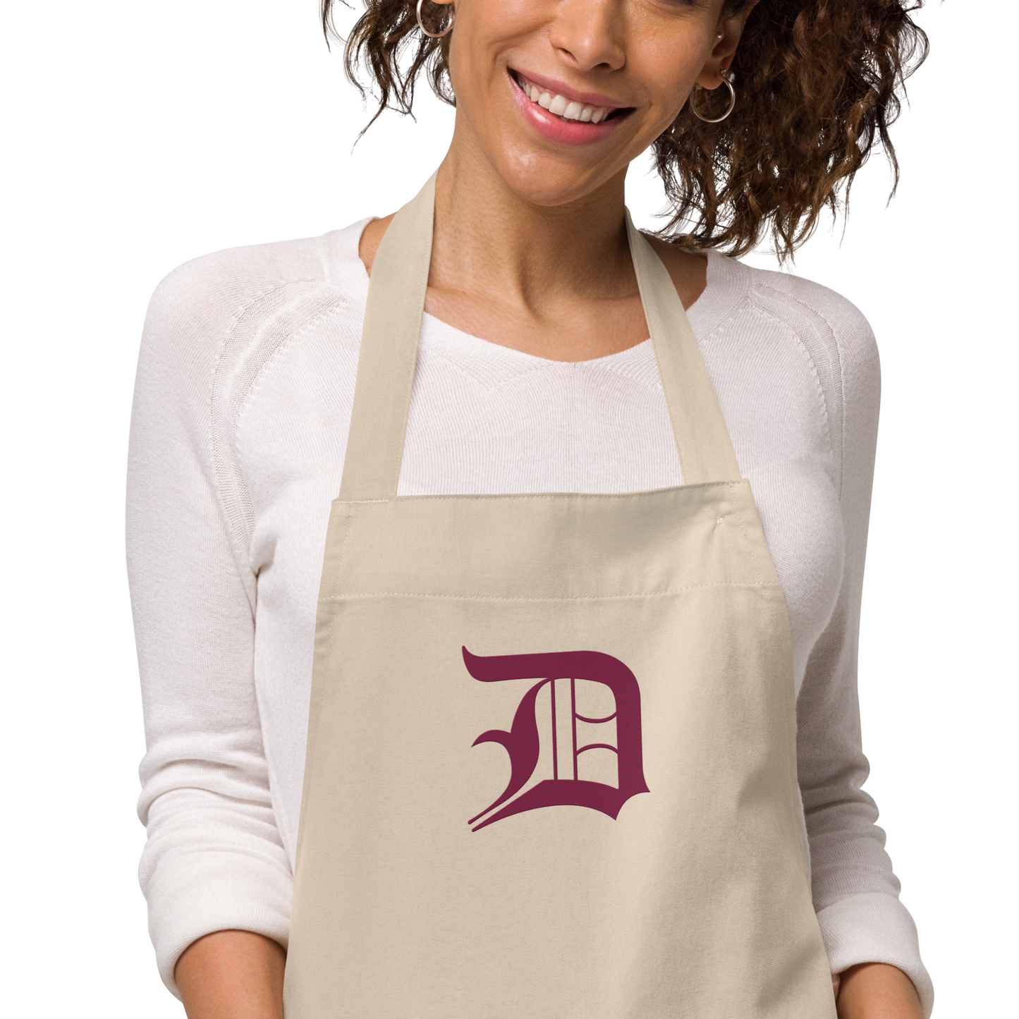 Detroit 'Old English D' Apron (Ruby Red) | Unisex Emb.