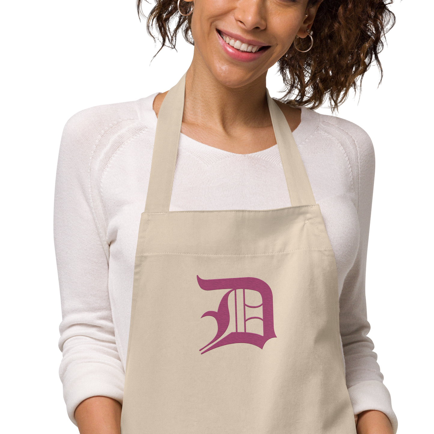 Detroit 'Old English D' Apron (Apple Blossom Pink) | Unisex Emb.