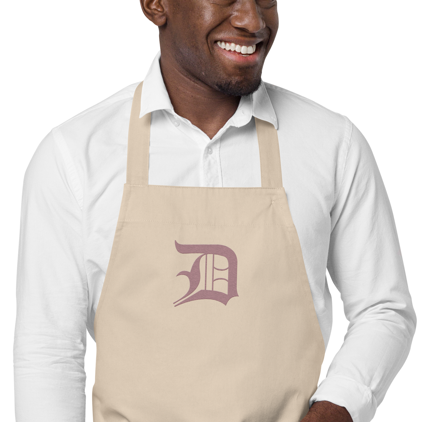 Detroit 'Old English D' Apron (Cherry Blossom Pink) | Unisex Emb.