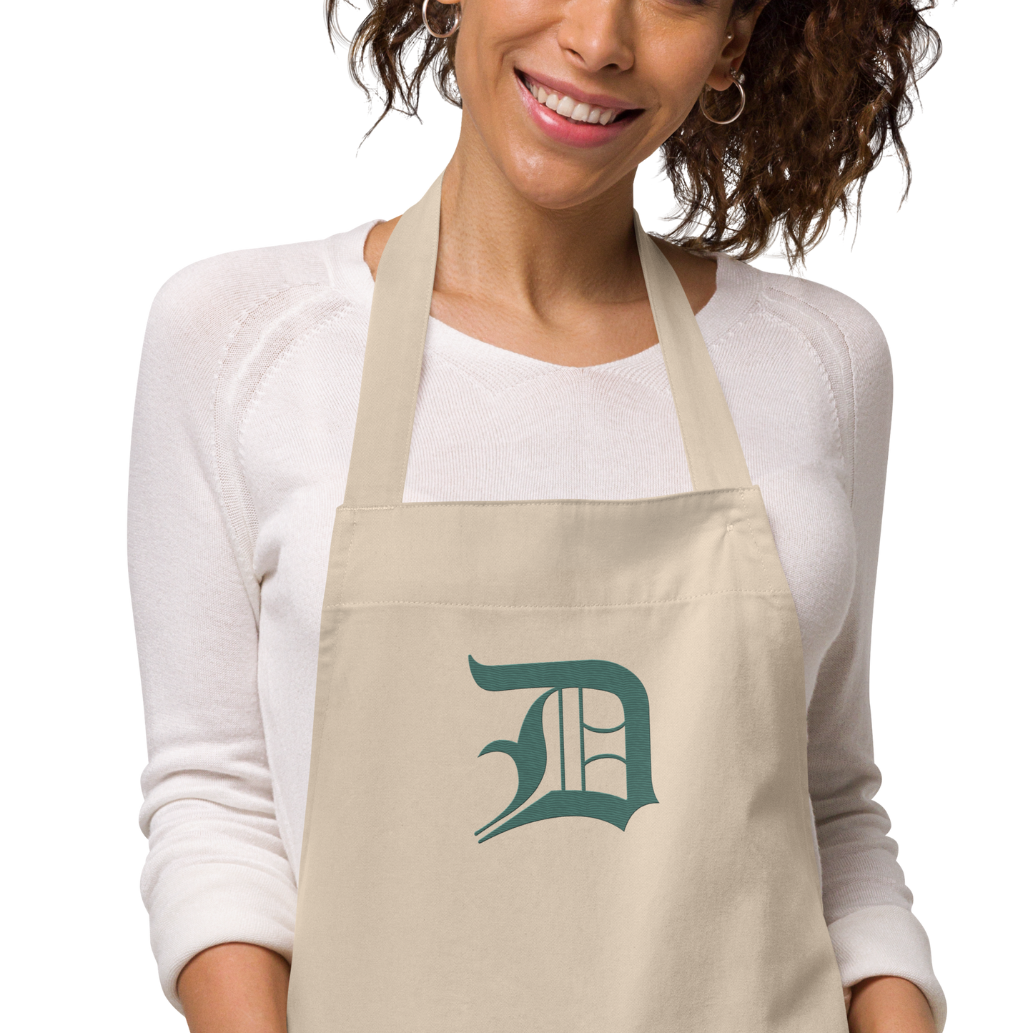 Detroit 'Old English D' Apron (Copper Green) | Unisex Emb.