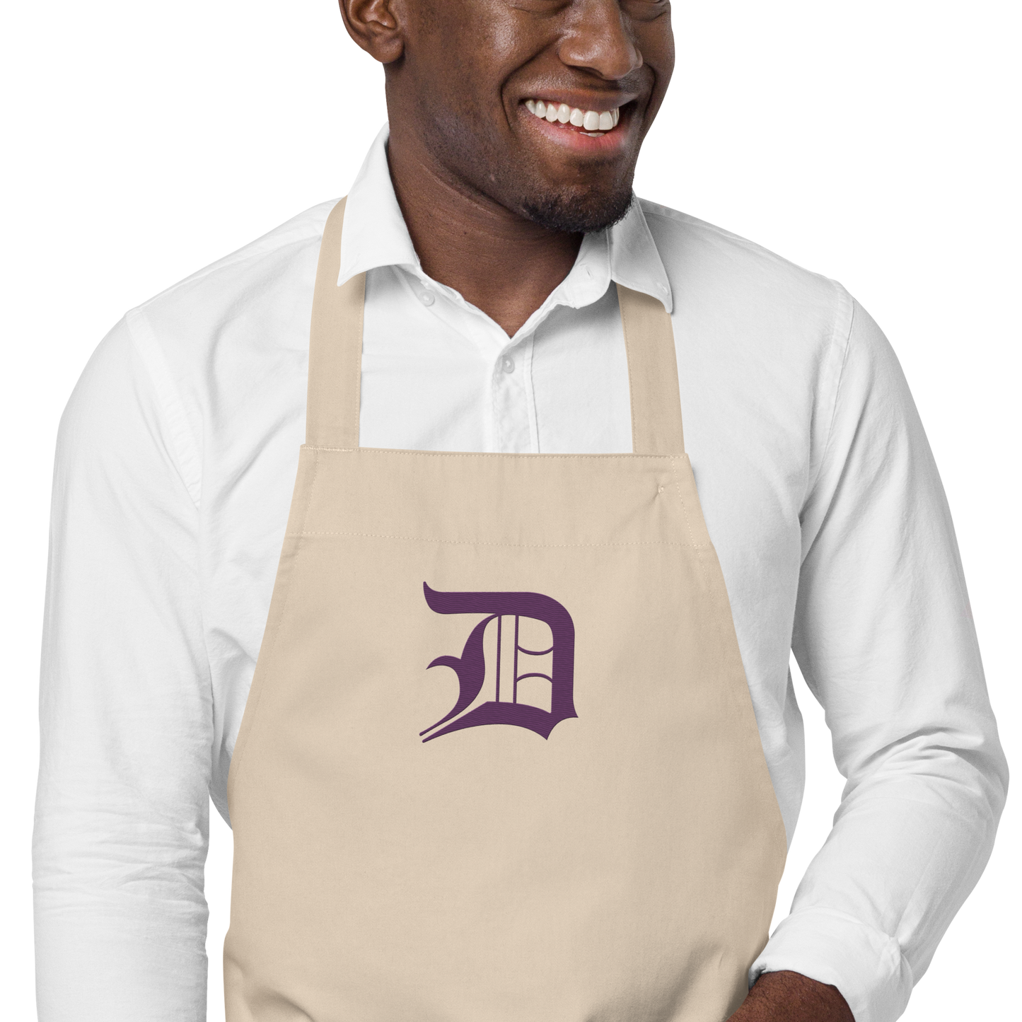 Detroit 'Old English D' Apron (Plum) | Unisex Emb.