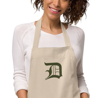 Detroit 'Old English D' Apron (Army Green) | Unisex Emb.