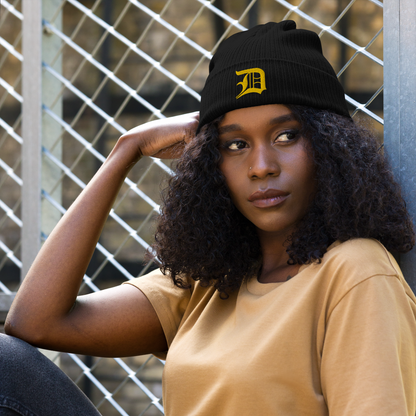 Detroit 'Old English D' Organic Beanie (Gold)