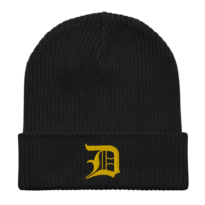 Detroit 'Old English D' Organic Beanie (Gold)