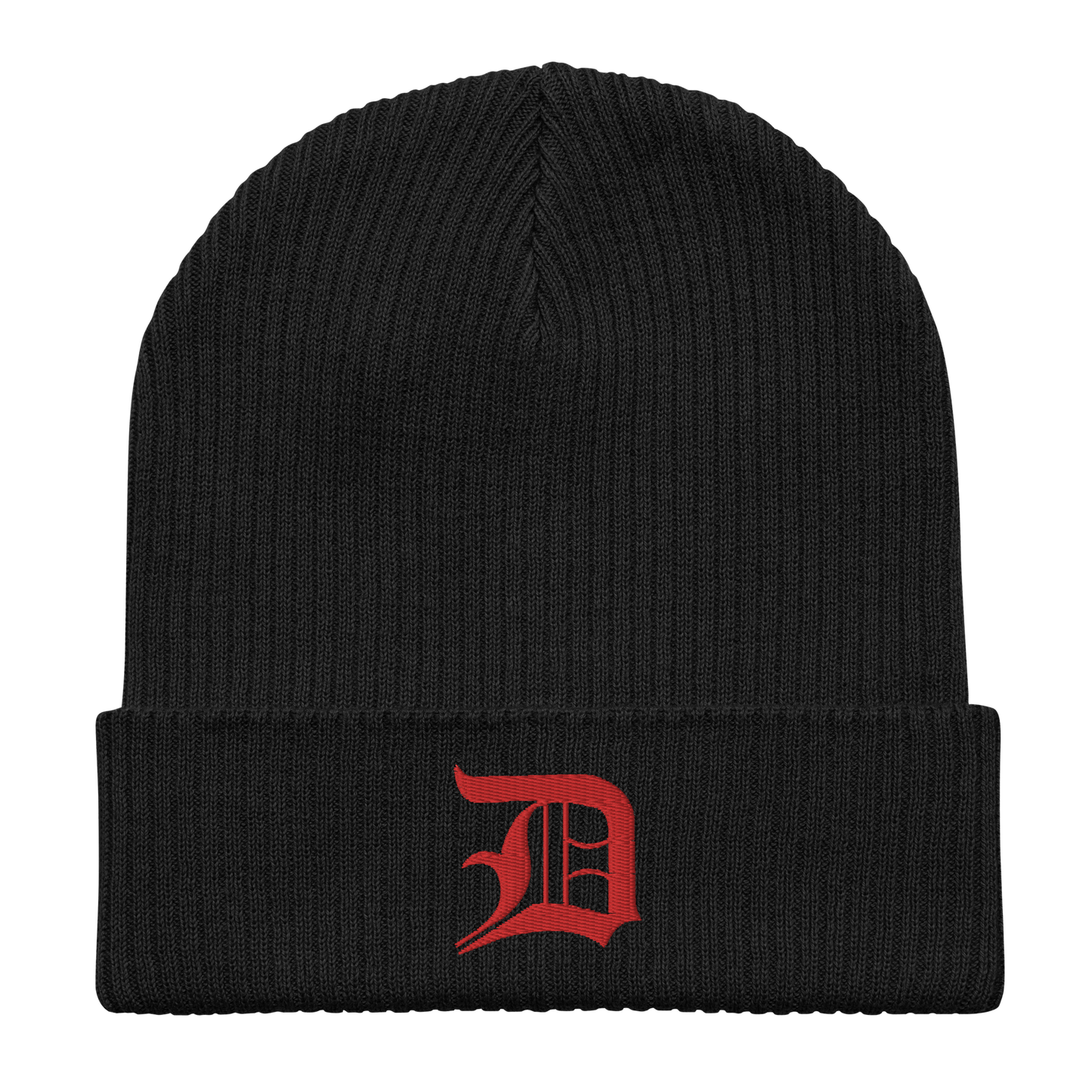 Detroit 'Old English D' Organic Beanie (Red)