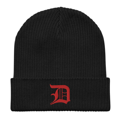 Detroit 'Old English D' Organic Beanie (Red)