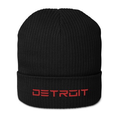 'Detroit'' Organic Beanie (Electric Font) | Red