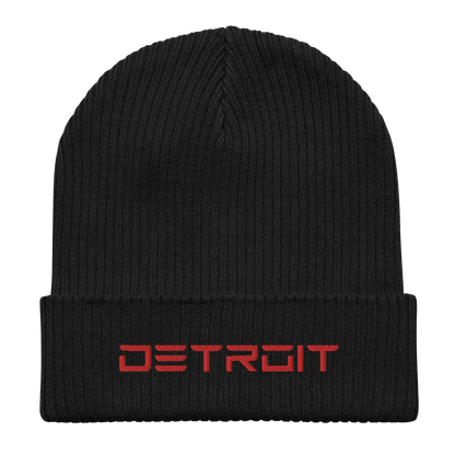 'Detroit'' Organic Beanie (Electric Font) | Red