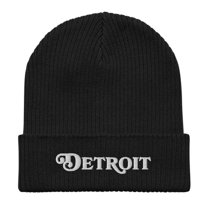 'Detroit' Organic Beanie (Sloped Serif Font)