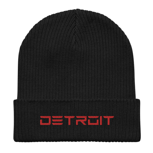 'Detroit' Organic Beanie (Electric Font) | Red