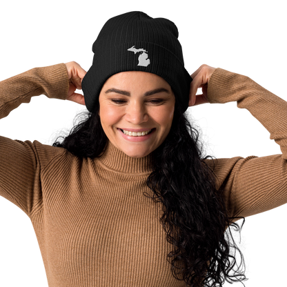 Michigan Organic Beanie | White Outline