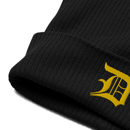 Detroit 'Old English D' Organic Beanie (Gold)