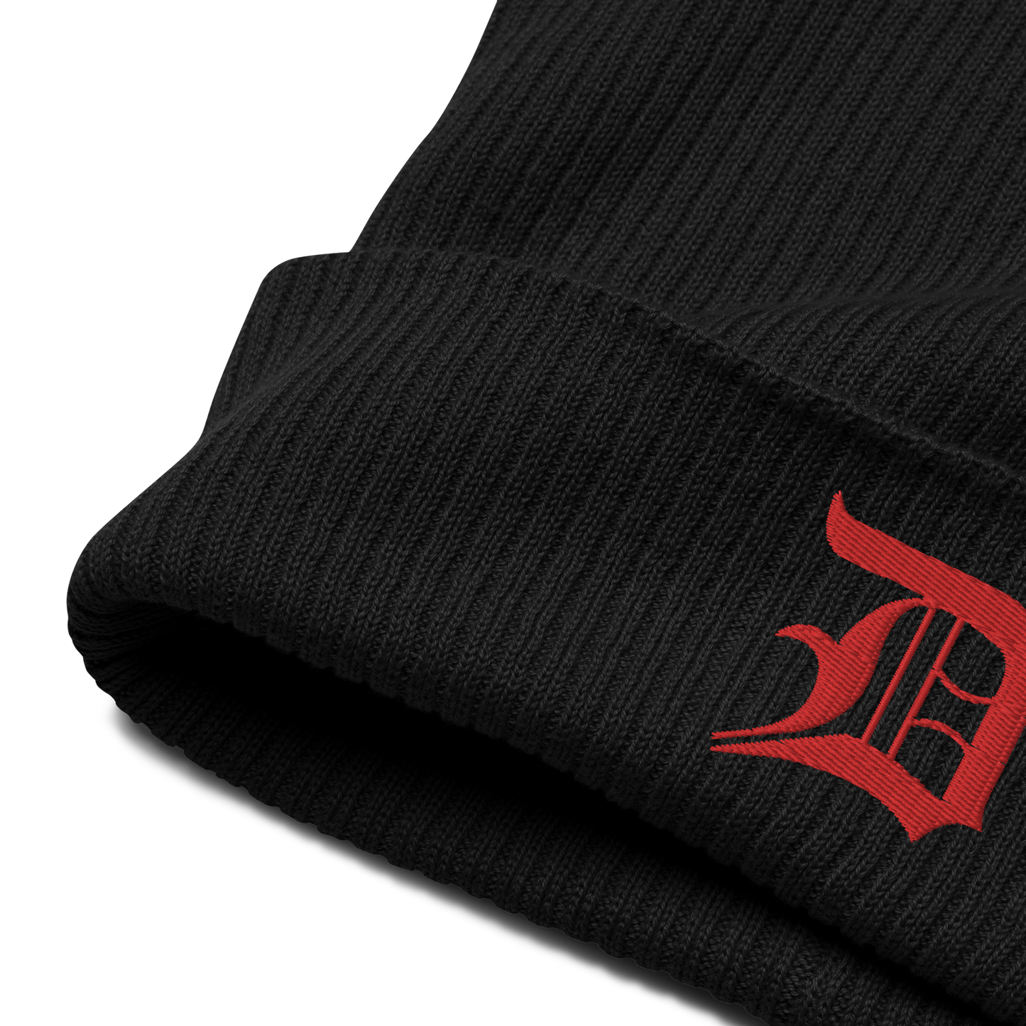 Detroit 'Old English D' Organic Beanie (Red)
