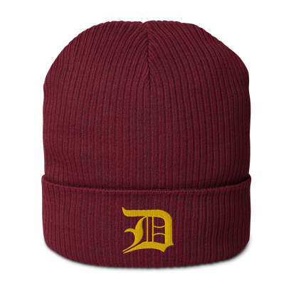 Detroit 'Old English D' Organic Beanie (Gold)