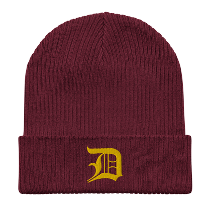 Detroit 'Old English D' Organic Beanie (Gold)