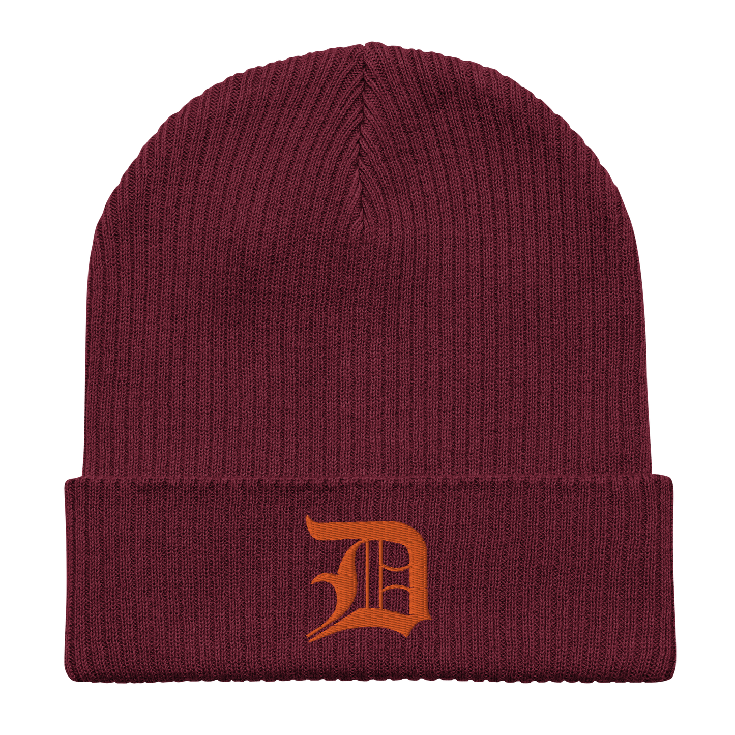 Detroit 'Old English D' Organic Beanie (Orange)