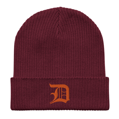 Detroit 'Old English D' Organic Beanie (Orange)