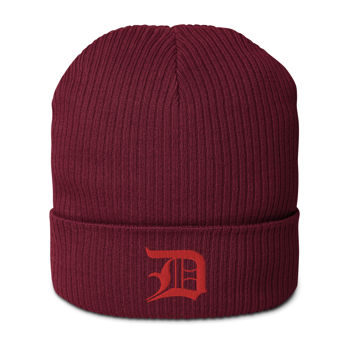 Detroit 'Old English D' Organic Beanie (Red)