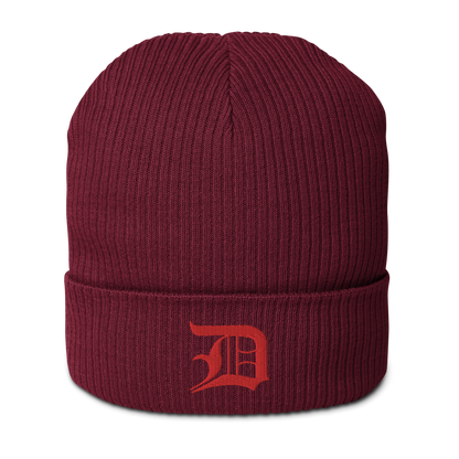 Detroit 'Old English D' Organic Beanie (Red)