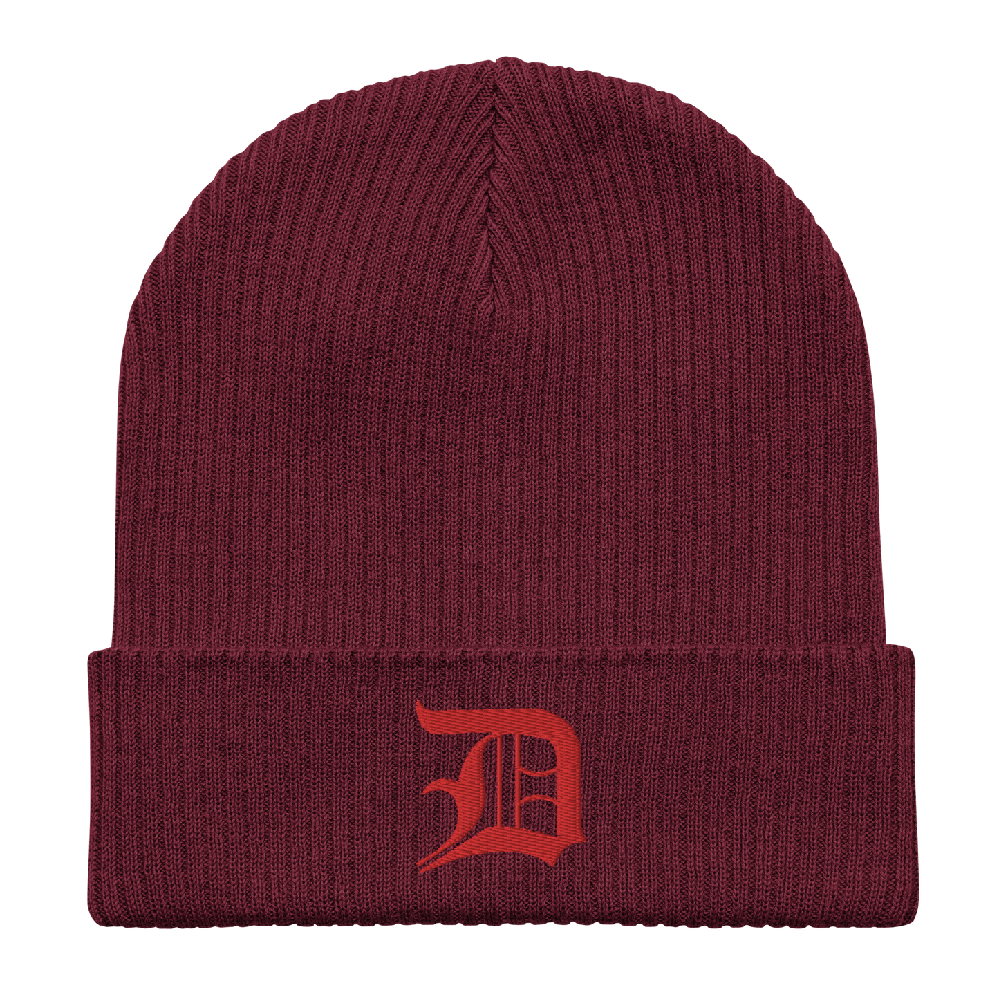 Detroit 'Old English D' Organic Beanie (Red)