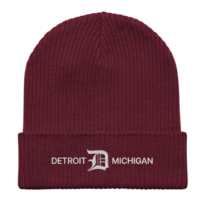 'Detroit Michigan' Organic Beanie (w/ Old English 'D')