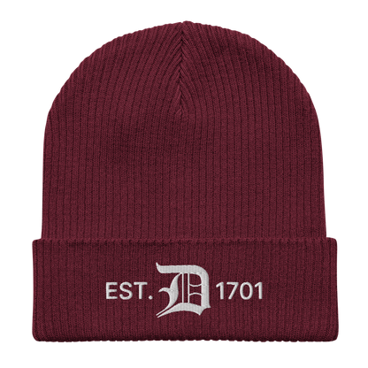 Detroit 'EST. 1701' Organic Beanie (w/ Old English 'D')